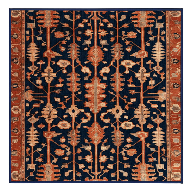 Machine Washable Persian Gray Area Rug, Square 7'