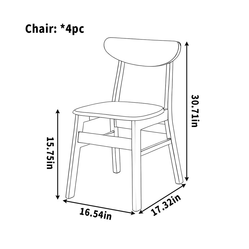 All solid wood dining chair simple home