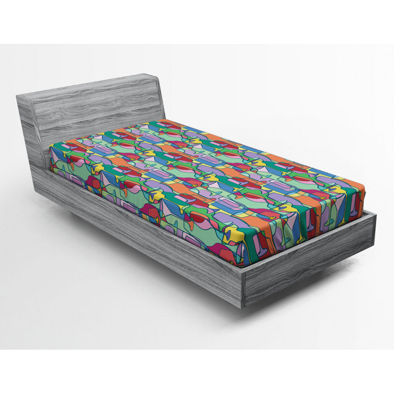 Microfiber Abstract Fitted Sheet, Twin Fitted Sheet