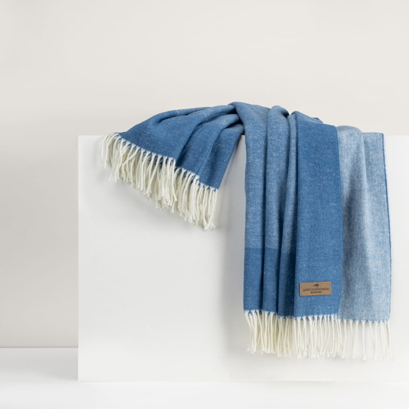 Italian Herringbone Throw Blanket, Azure
