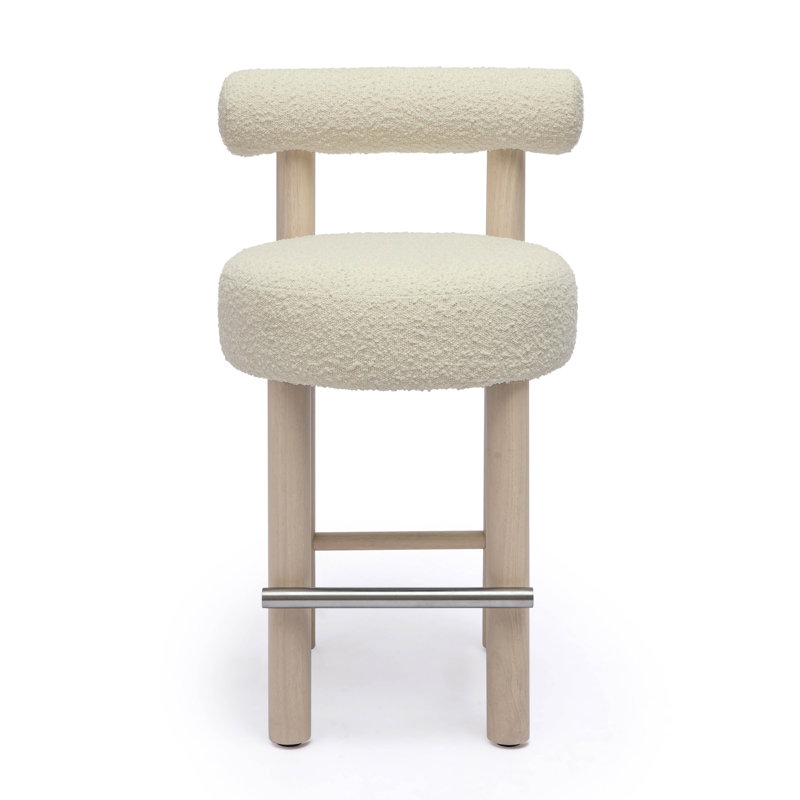Tabouret de comptoir Lowther Carmel Performance, Tissu bouclé crème