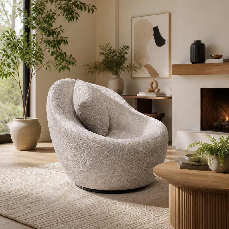 Canapé 79,5 "à 3 places avec 2 coussins, pas d'assemblage dans une boîte pour le salon, Bouclette chameau