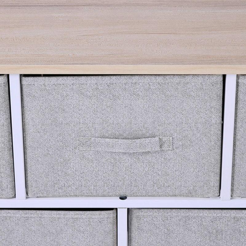 Cube / commode de rangement horizontale 40 po à 5 tiroirs, bacs en tissu - standard