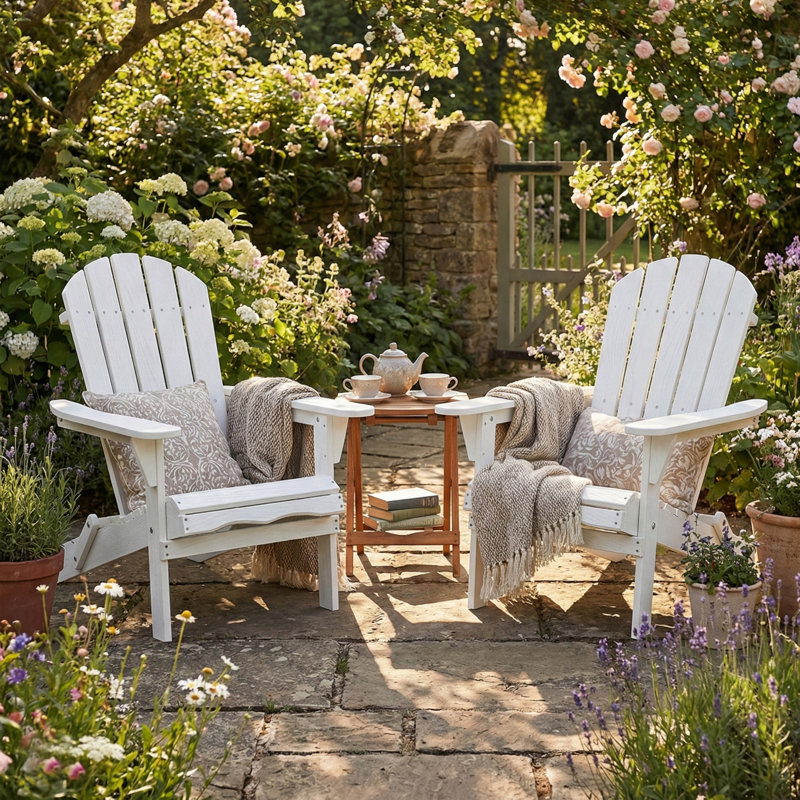 Abril Outdoor Adirondack Chair Set Of 2, White