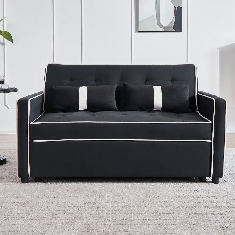 Canapé-lit convertible moderne en velours avec rangement, Gris