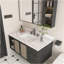 Dessus de meuble-lavabo en marbre de 43 pouces, comptoir blanc avec 3 trous de robinet pré-percés, comptoir de salle de bain avec lavabo central rectangulaire encastré et dosseret de 4 po de hauteur, Bianco Carrara Venato-50356770