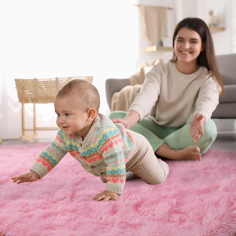 Shahen Rectangle Shag Area Rug, Rectangle 4' x 6', Pink