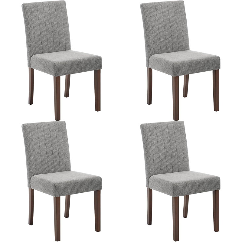 Chaises de salle à manger rembourrées en tissu avec pieds en bois et sièges rembourrés, Gris