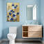 Plantes et fleurs fleurs bleues et blanches sur fond doré-464346243