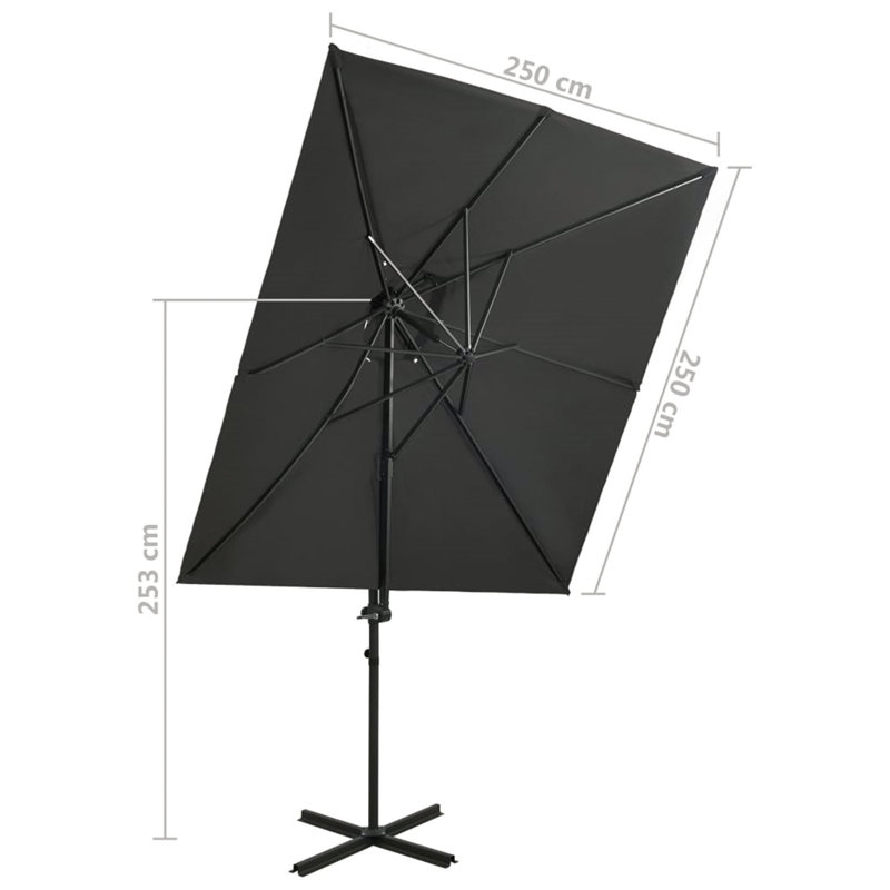 Cantilever parasol with ventilation, Anthracite
