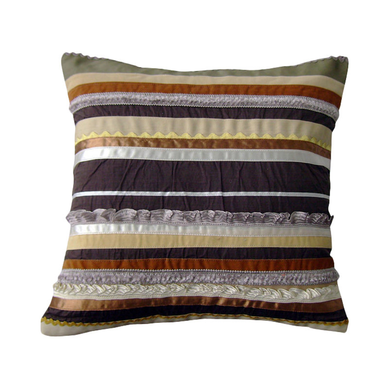 Lovell Striped Square Throw Cushion, Coffee