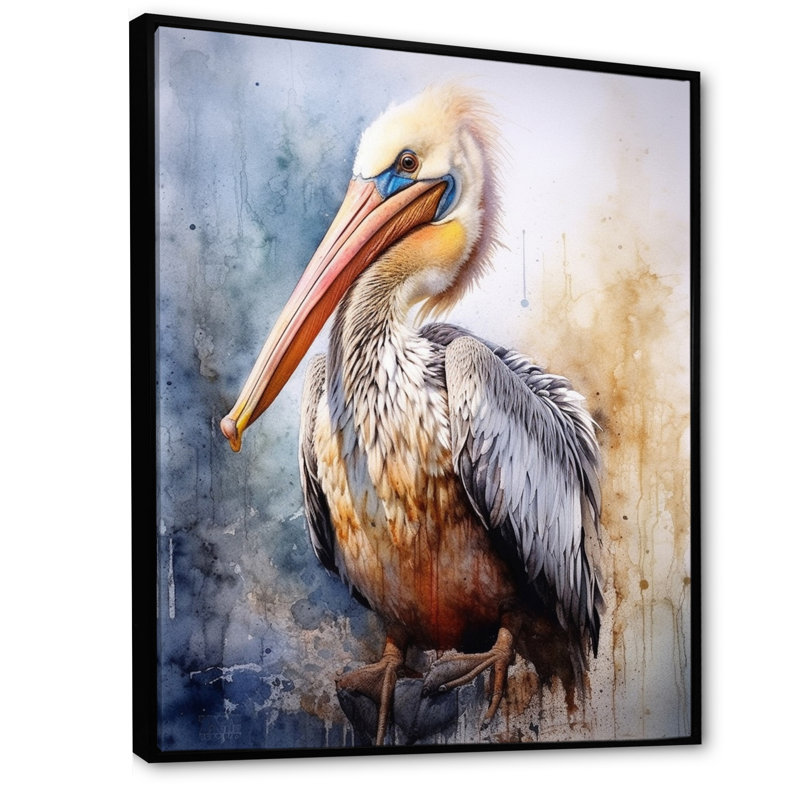 Majestic Pelican I - Imprimé, Cadre flottant noir, H 44 po x l 34 po x P 1,5 po