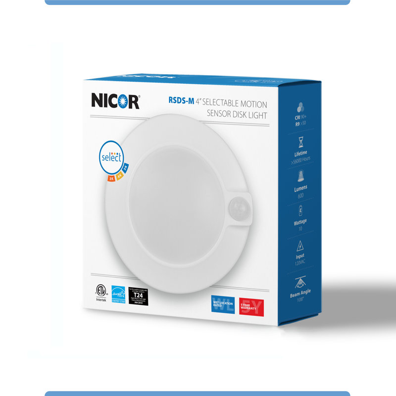 LED Flush Mount, 1.1" H x 6.86" W x 6.86" D