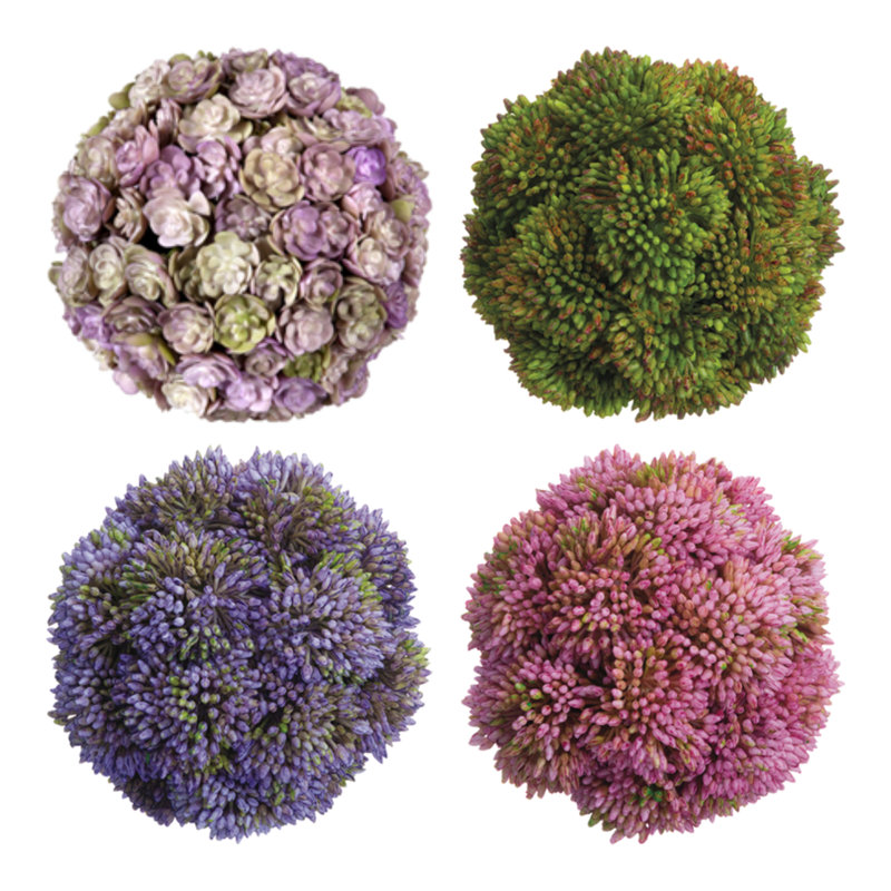 Decorative Sedum Balls, Green/Pink/Purple/Purple/White