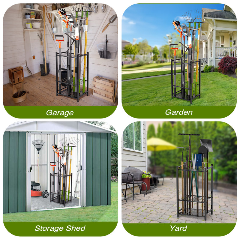 Golitz Garden Tool Organizer, Yard Tool Tower Rack for Garage Organization and Storage