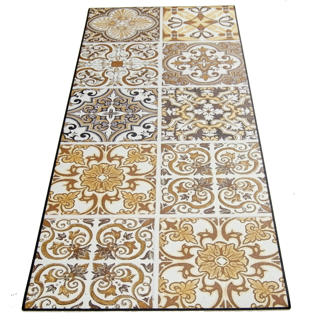 Teppich Atif Damask 120 x 50 cm in Braun/Gold/Weiß