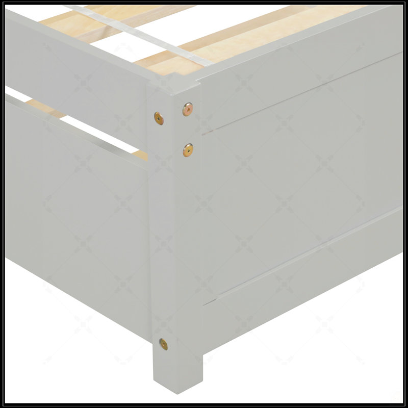 Base de lit simple avec lit gigogne en bois, Gris