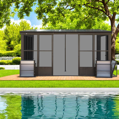 Spacious 10x14ft Canopies & Gazebos(must Include Frame), Aluminum Modern Sunroom