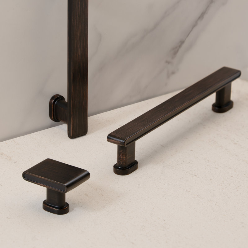 New Collection Square Knobs With Round Pillar Base Vintage Brass Multipack, Oil Rubbed Bronze