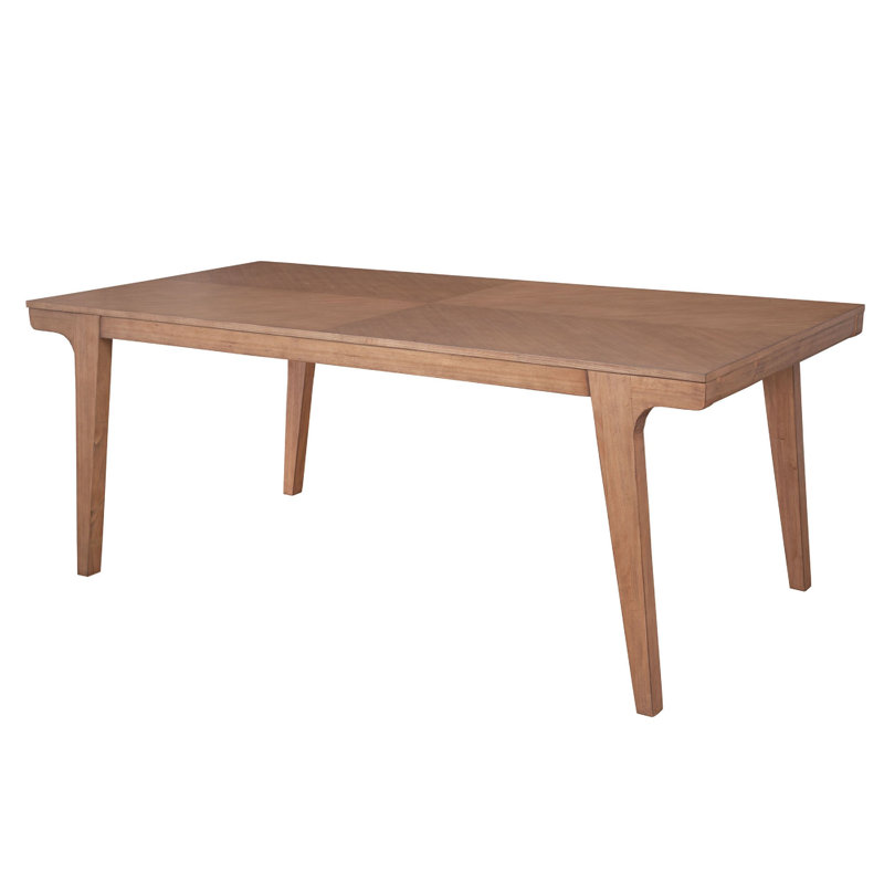 Rejo Dining Table, 78 Inch Rectangular Top, Brown Solid Pine Wood