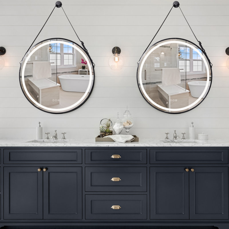 Aileena Metal Wall Mirror, 23.6" x 23.6", Black