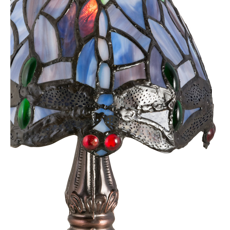 Tiffany Hanginghead Dragonfly Table Lamp, Yellow/Scarlet
