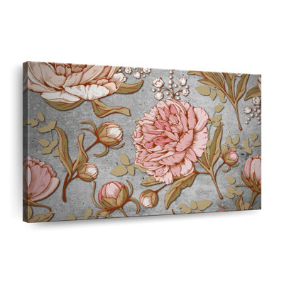 Fleurs de pivoines rétro - impression sur toile tendue