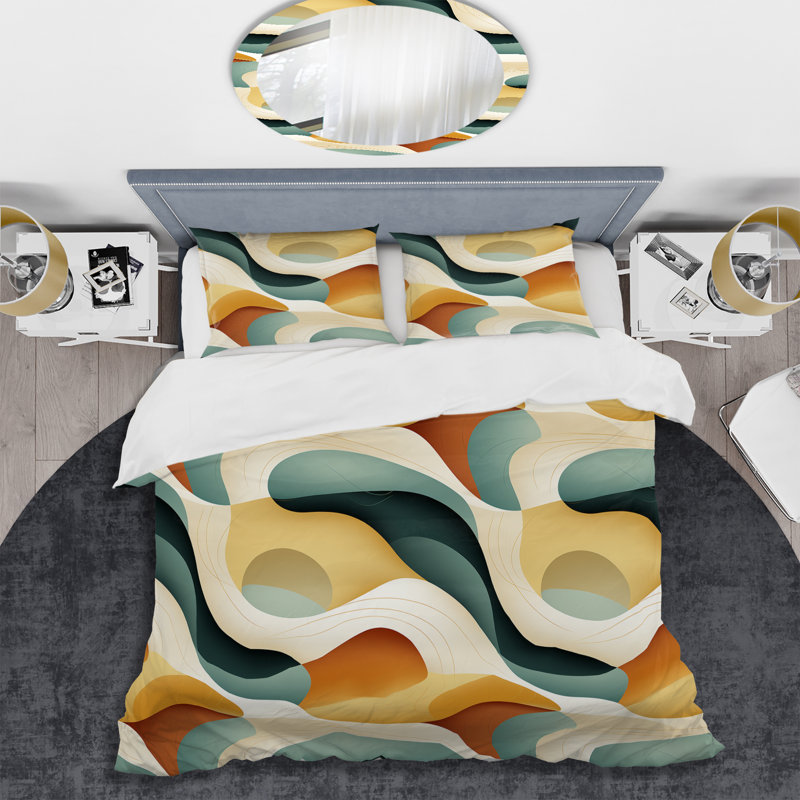 Literie zen biologique, Housse de couette pour grand lit et 2 taies décor