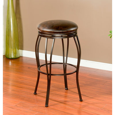 American Heritage Romano Swivel Counter Stool - Genuine Leather Upholstered Seat with Solid Wood Frame, Cocoa Seat & Tobacco Base