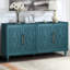 Armoire de rangement bleu marine avec poignée en métal tendance et portes à fleur complexes pour le hall d'entrée