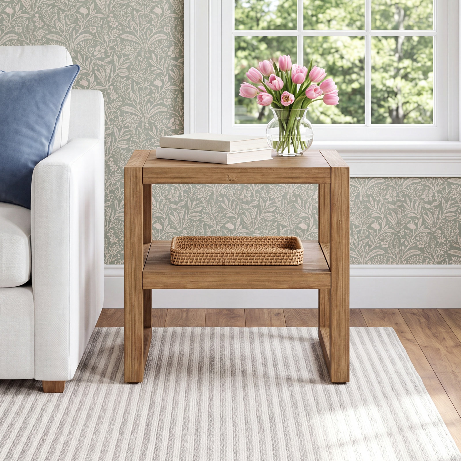 Modica Solid Wood End Table, Honey Brown