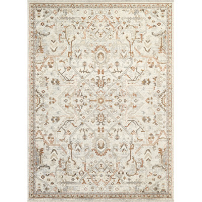 Abani Rugs Giavonnie ALA150A Traditional Ivory Rust Vintage Tribal Medallion Area Rug