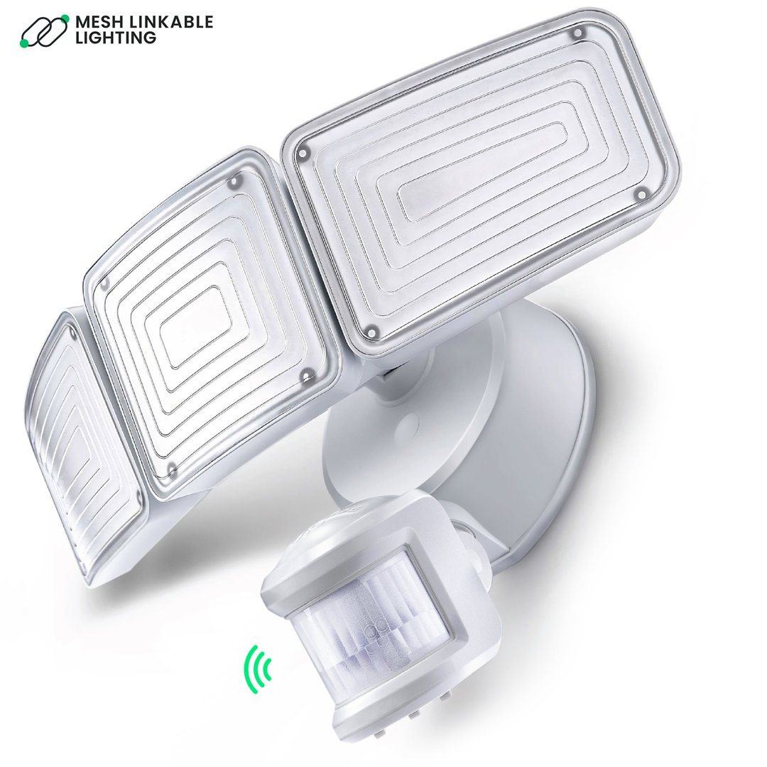 3 - Head LED Hardwired Dusk to Dawn Outdoor Security Flood Light with Motion Sensor Home Zone Security