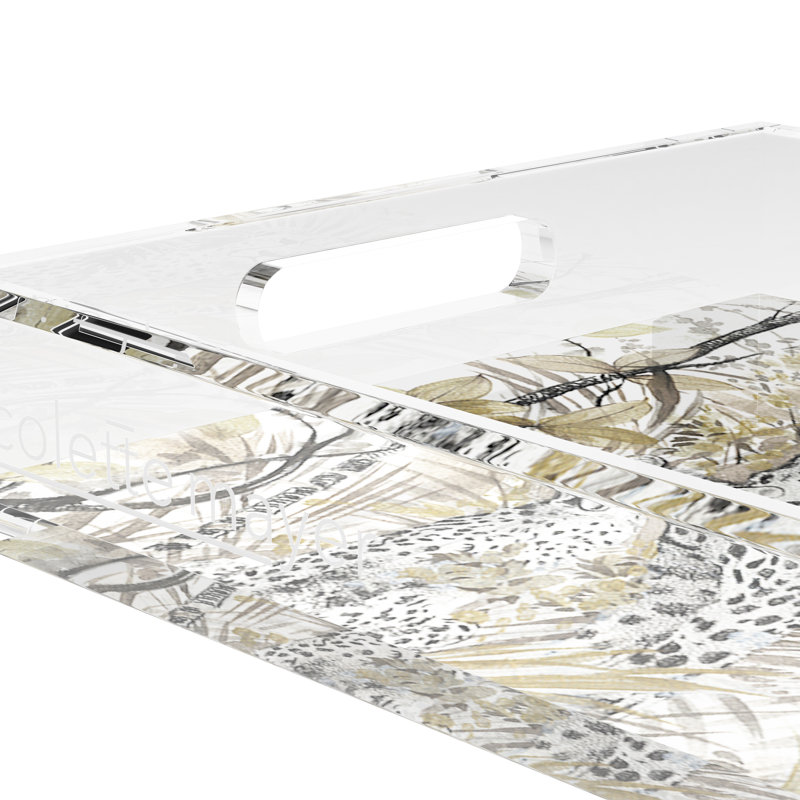 Arcadia Chettah Acrylic Rectangle Decorative Tray, 17"W x 10.5"D x 2"H
