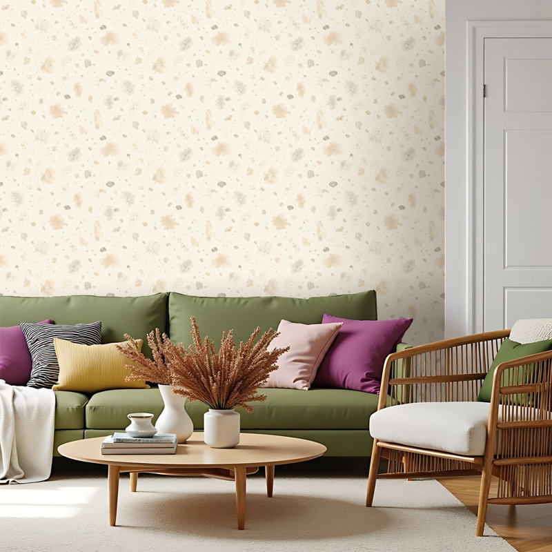 Papier peint auto-adhésif mural beige auto-adhésif et amovible 17,7 po x 118 po (45 x 300 cm), L 117,6 po x l 17,5 po