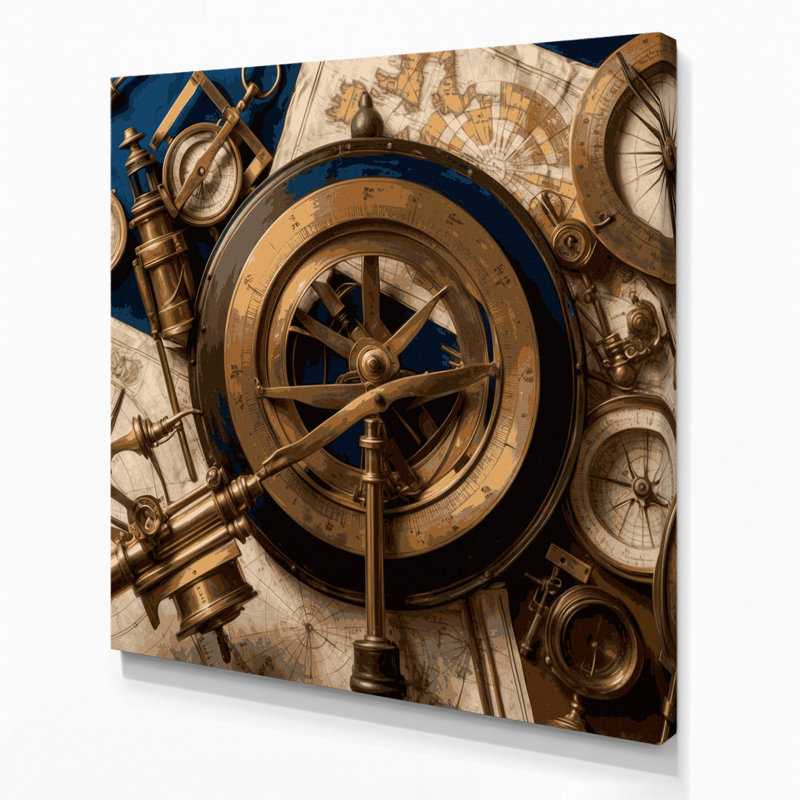 Art nautique sur toile, équipement nautique brun, H 12 po x l 12 po