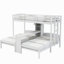 Lit superposé simple au-dessus de simple et simple avec bureau intégré et tablettes de rangement, lampe de lecture, 3 lits en 1-1263594746