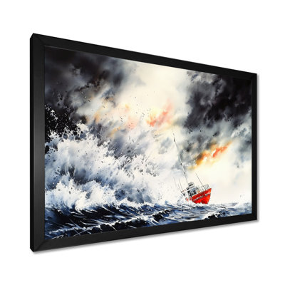 Bateau de pêche, temps orageux II, impression d'art mural