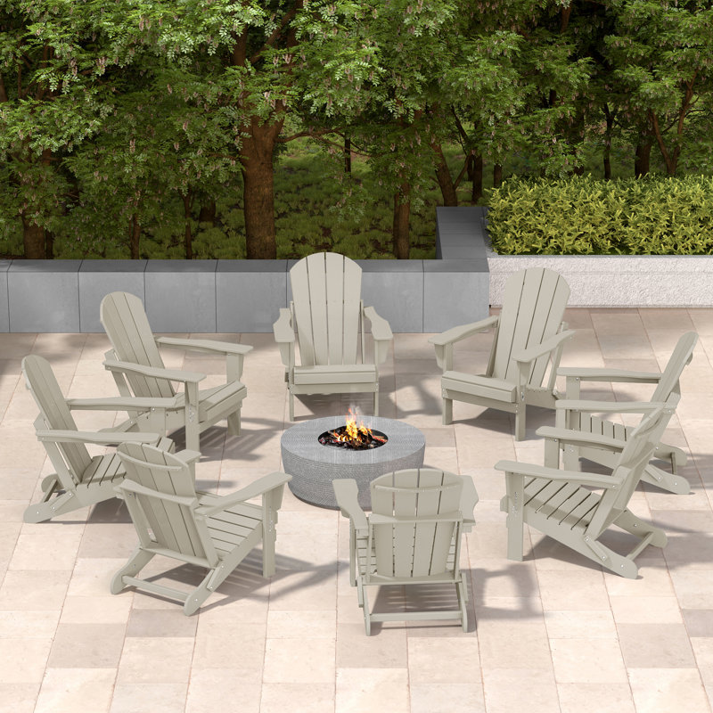 Shawnna Foldable Outdoor Adirondack Chair, Sand