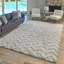 Tapis à poil long zigzag moderne ivoire / gris Chaise Gilas-25540089