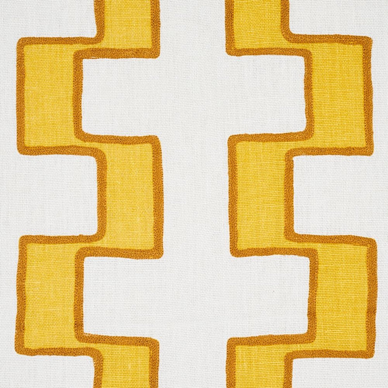 Tissu en lin imprimé brodé Dixon, Jaune