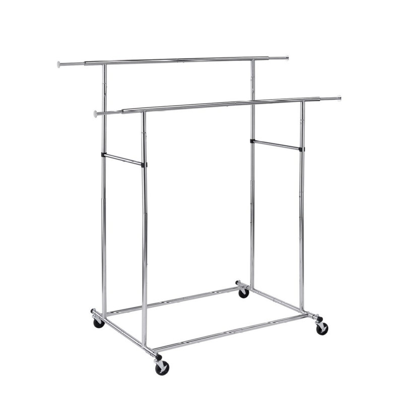 65" Dual Bar Adjustable Industrial Garment Rack