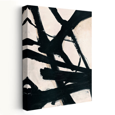 «Be Back» - Art abstrait rosé noir minimaliste