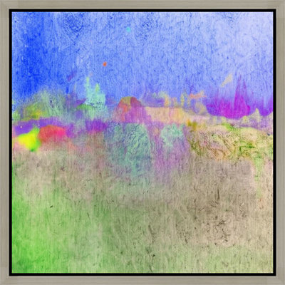 «Abstract Pastel Landscape in Blue and Green», art mural sur toile encadrée