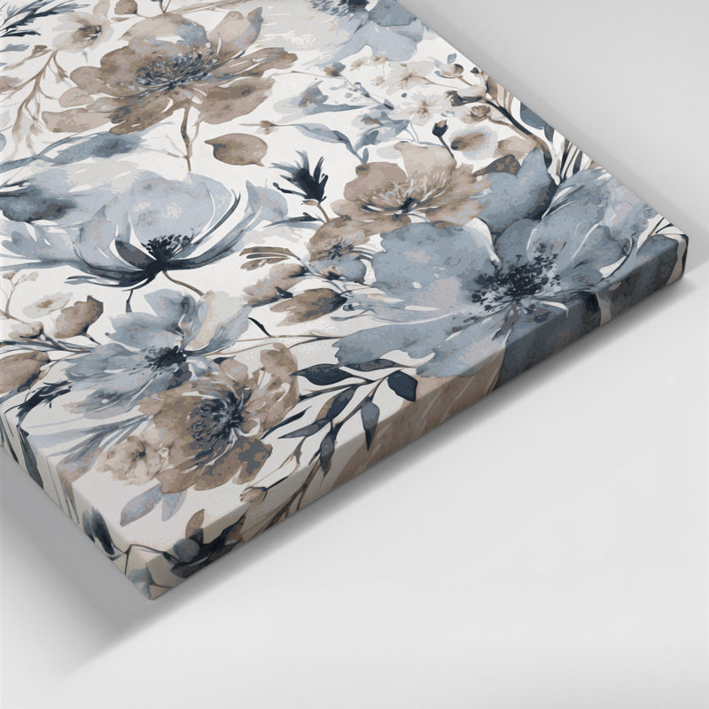 Aquarelle, art floral sur toile beige 97, H 11 po x l 14 po