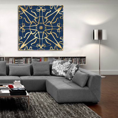  'Motif On Blue 6' by Alonzo Saunders Acrylic Glass Wall Art, 36" x 36"