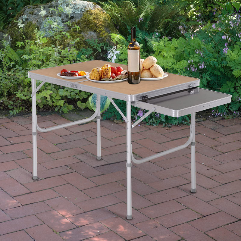 Tibbits Rectangular Wood Metal Folding Outdoor Camping Table , 90cm cm W 60cm cm D