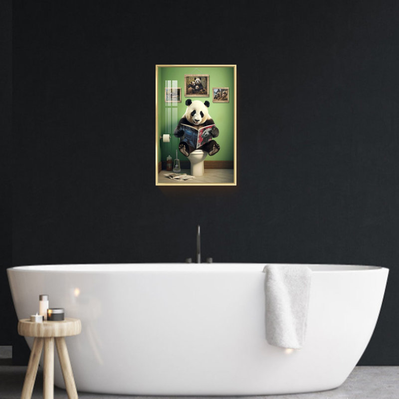 " Bathroom Animal ", 23.75" H x 15.75" W x 1.34" D, Gold Framed