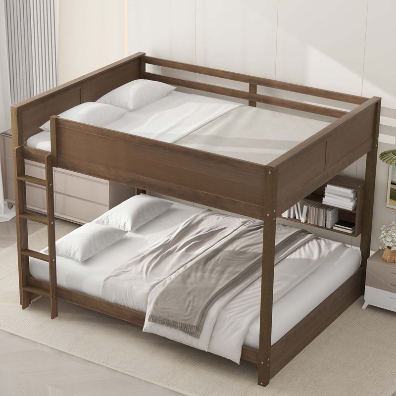 Lit superposé grand sur grand avec armoires de rangement et ports USB, Espresso