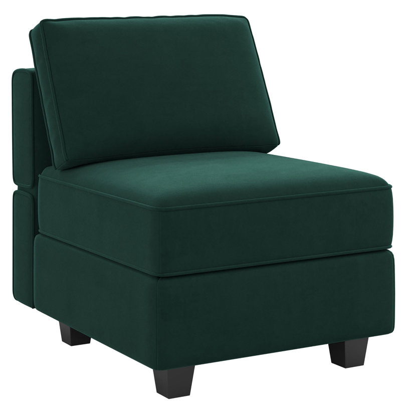Fauteuil rembourré de 26,4 po de largeur avec dossier rembourré Nakash, Velours vert